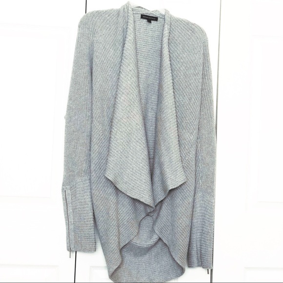 Banana Republic Sweaters - Banana Republic Gray Zipper Sleeves Open Cardigan